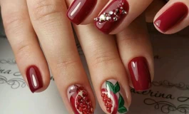 طراحی ناخن انار و هندوانه